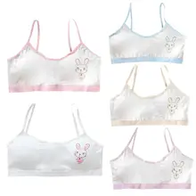 Хлопковое нижнее белье с рисунком кролика для девочек-подростков; Спортивный бюстгальтер; беспроводной бюстгальтер для подростков; D08C