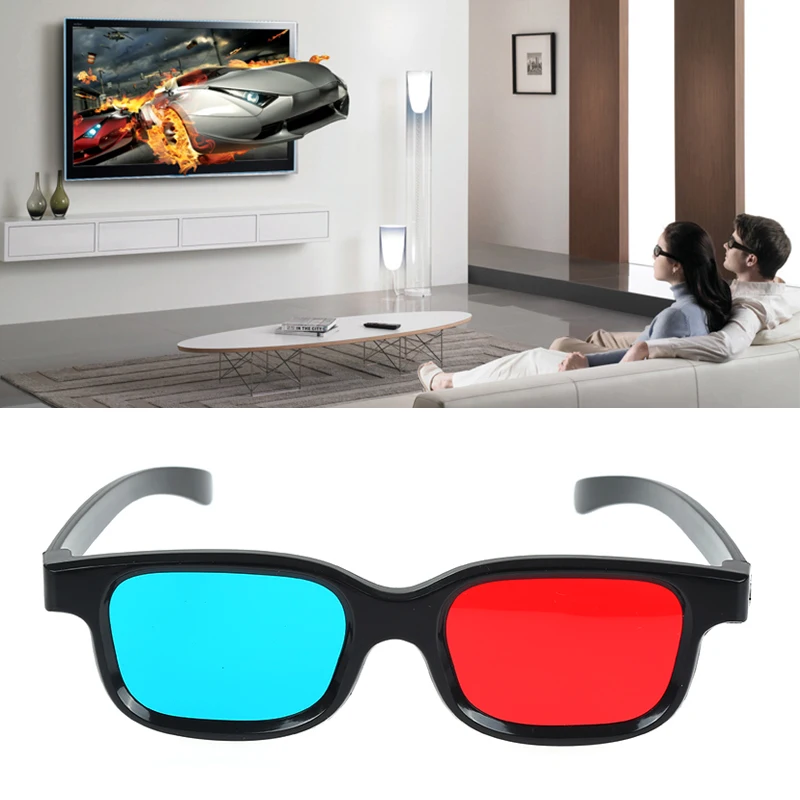 Red Blue 3D Glasses Black Frame For Dimensional Anaglyph TV Movie DVD Game Video Cool Glasses Support For Projector Dlp JSX