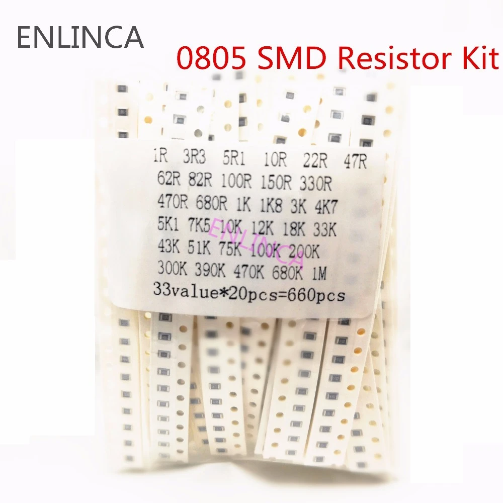 5% 100Pcs 0603/0805/1206 SMD Chip Resistors Values of 0Ω to 1MΩ Tolerance 1%