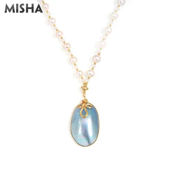 

MISHA Trendy Necklace Pendant Pendientes Handmade Natural Pearl Necklace High Quality Jewelry For Ladies Wedding Gift 2228