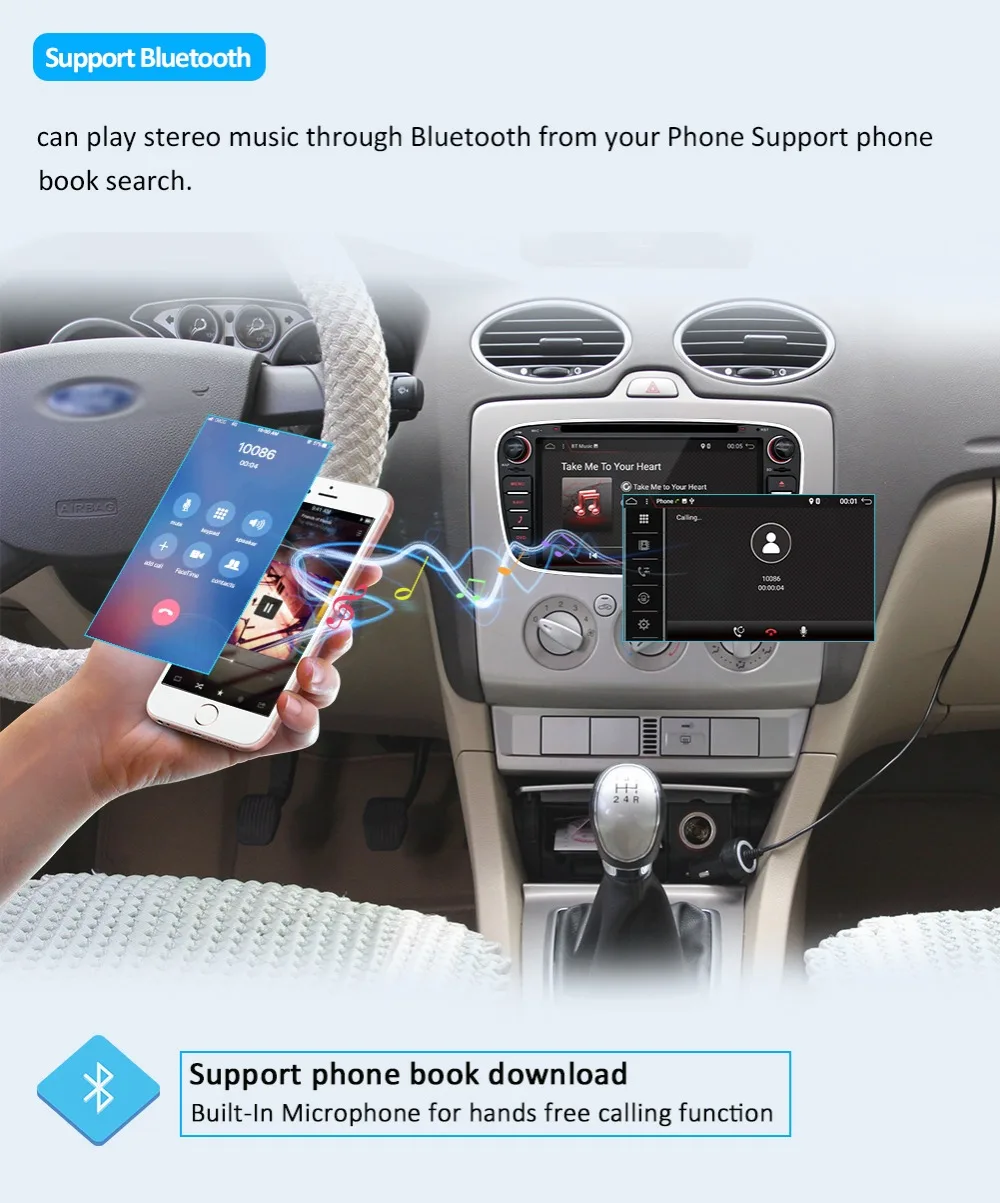 Excellent Bosion Car Multimedia Player Android 9.0 GPS 2 Din car dvd player for FORD/Focus/S-MAX/Mondeo/C-MAX/Galaxy wifi car radio SWC 11