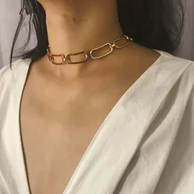 Полые квадратные металлические цепи, колье, ожерелье s для женщин, простое шикарное золотое ожерелье, ювелирные изделия, колье