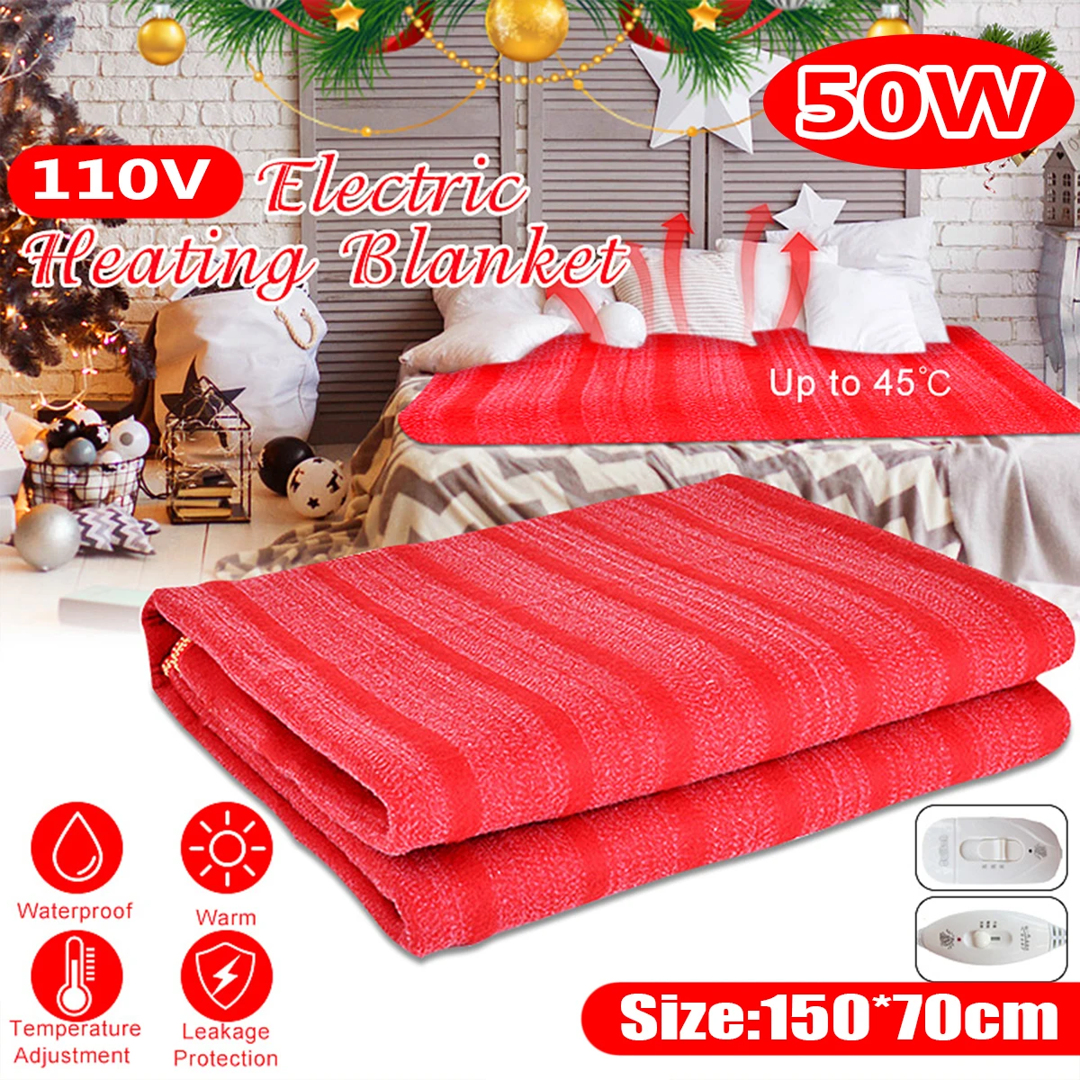 150x70cm 110V Winter Home Electric Blanket Heater Single Body Warmer