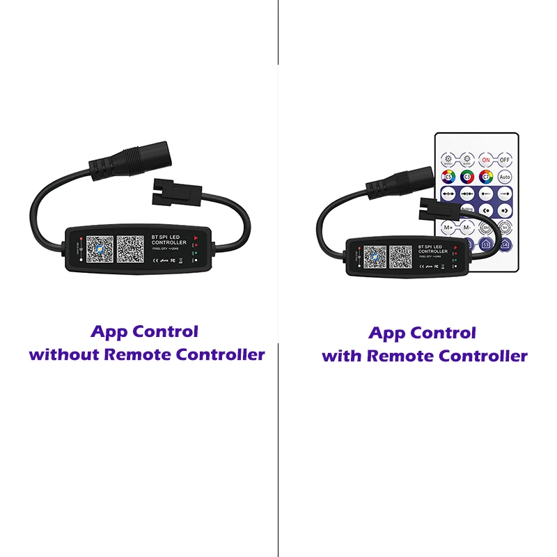 DC12-24V LED 스트립 라이트 컨트롤러, 블루투스 음악, 픽셀 LED 스트립 라이트 앱 리모컨, SK6812, WS2811, WS2812B