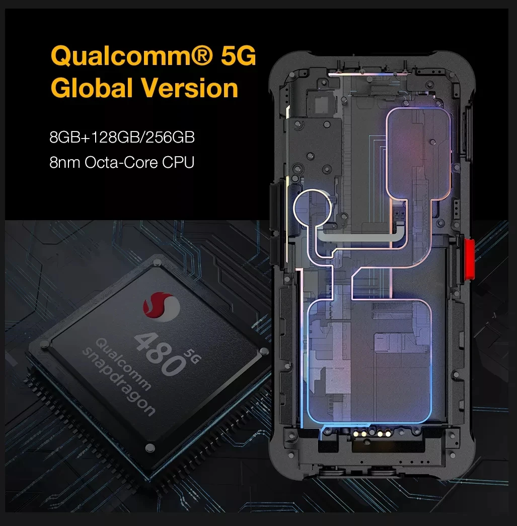 AGM Glory SE 5G IP68 Waterproof Rugged Mobile Phone 6.53' 8GB 128GB Android 11 Qualcomm Snapdragon 480 Smatphone 6200mAh NFC laptop ram