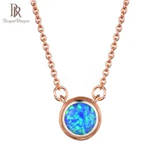 Bague Ringen, простой стиль, круглый Опал, ожерелье для женщин, серебро 925, ювелирные изделия, драгоценные камни, белый, голубой, розовый, золотой цвет, нежный подарок