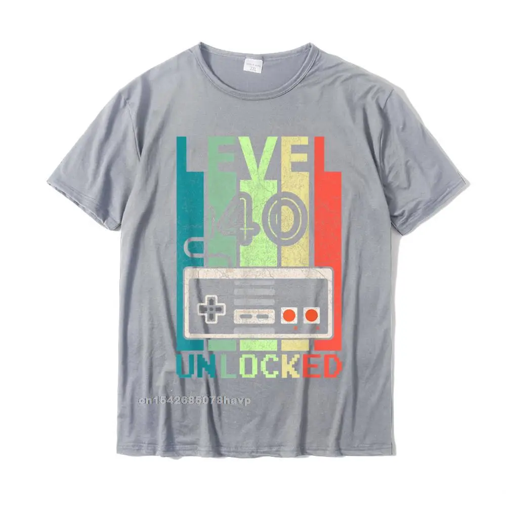 Men T Shirt Fashionable Camisa Tops Tees 100% Cotton Round Neck Short Sleeve Printed Top T-shirts Summer Drop Shipping Level 40 Unlocked Shirt Video Gamer 40th Birthday Gifts Tee T-Shirt__779. grey