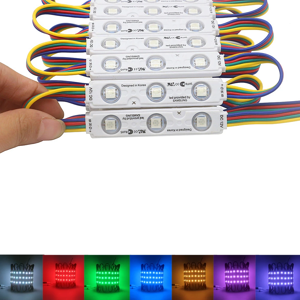 SMD5050 RGB светодиодный модуль 3 DC12V IP68 водонепроницаемый рекламный дизайн освещение