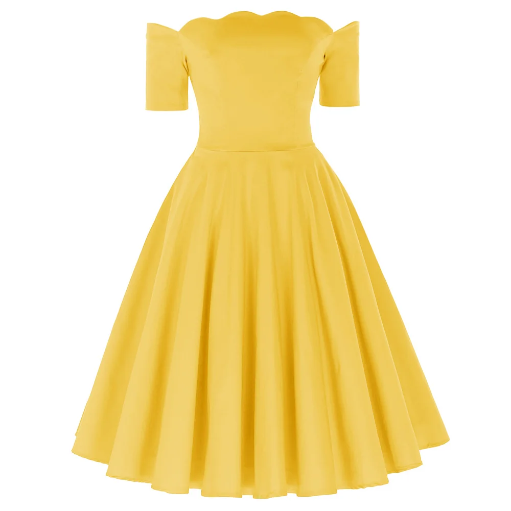 Belle Poque плиссированные Ретро Платья для вечеринок однотонное повседневное женское платье элегантные платья сексуальное платье без рукавов - Цвет: Yellow