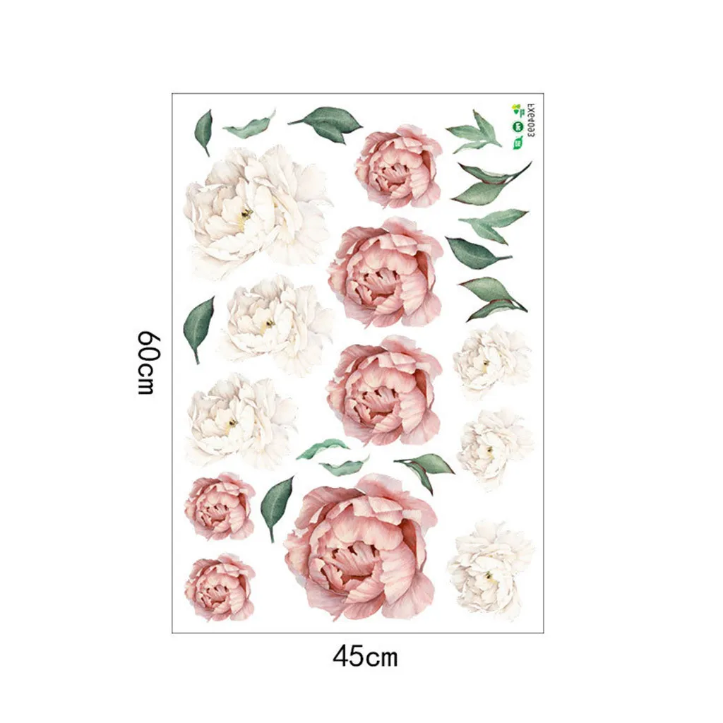 dark pink2 60x45cm 60x60 см большой розовый цветок пиона Стильные наклейки на стену цветочный Декор для дома для спальни гостиной DIY виниловые настенные наклейки - Цвет: dark pink2 60x45cm