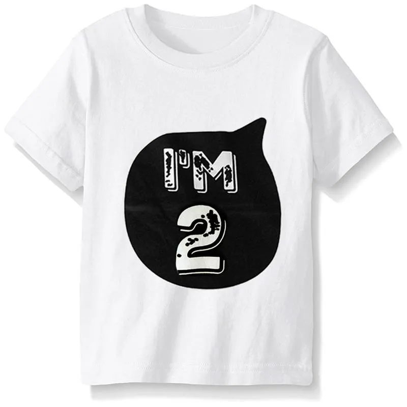 Новая летняя футболка для детей, одежда для маленьких мальчиков и девочек детская футболка на день рождения для малышей 1, 2, 3, 4 лет топы для девочек, футболки для маленьких мальчиков - Цвет: White2