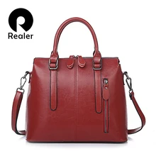Модные женские сумки REALER, ретро сумки для отдыха, дизайнерская женская кожаная сумка через плечо, женская сумка через плечо с верхней ручкой