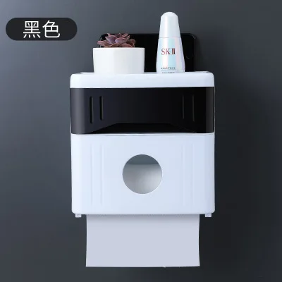 Ванная комната водонепроницаемый тканевый ящик пластиковый держатель туалетной бумаги склад-хралилище подставленное к стене коробка с двойным дном раздатчик салфеток Органайзер - Цвет: Blalack