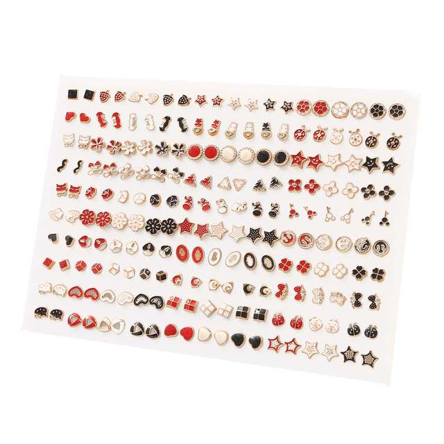 Colorful Fruit Flower Heart Star Crystal Stud Earrings Set Women Girls Small Plastic Geometric Crown Earrings Jewelry