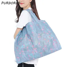 PURDORED, 1 шт., многоразовая складная сумка для покупок с фламинго, женская сумка-тоут, многоразовая сумка-тоут, перерабатываемая водонепроницаемая сумка для хранения