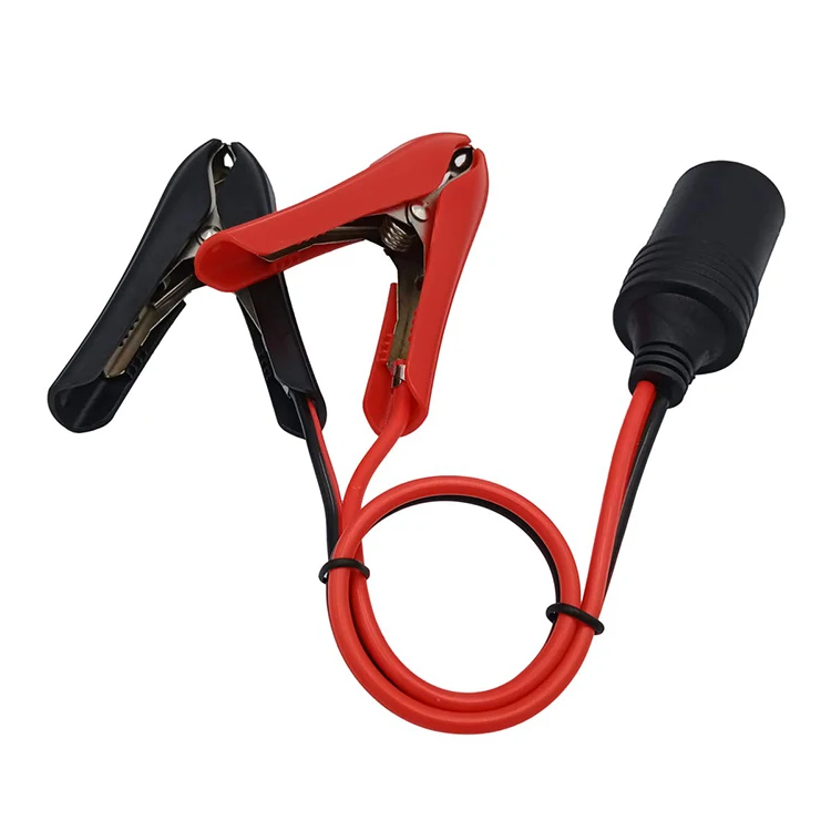 

12V/ 24V Extension Cord Plug Socket with Battery Clamp 5FT / 1.5m 14 AWG Battery Clip-On and Cigarette Lighter Adapter