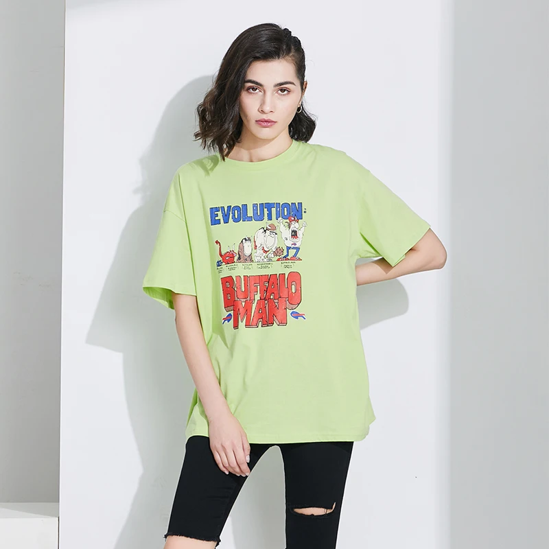 2020 Korean trend one size T-shirt plus size women's fashion clothes women's anime diffuse green street clothing