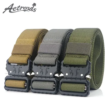 

[AETRENDS] Tactical Military Webbing Nylon Belt for Men,Quick-Release Heavy Duty Web Men Belts in Metal Buckle D-0184