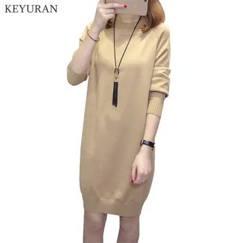 

Women Sloid Loose Knitted Sweater Dress Pullover Black Fashion Pull Ladies Pullovers Tops Knitwear 2020 Fall Pullover Female
