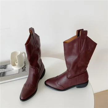 

Women 2020 INS Low High Heels Wedges Mid Calf Boots Winter Designer Sock Western Boots Leather Vintage Boots Thigh High Boots