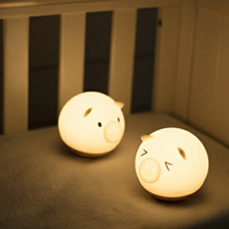

Silica Gel Gift Mischief Pigskin Touch Night Light Soft Light Voice Dimming Small Table Lamp Night Light Creative Hot Selling Ne