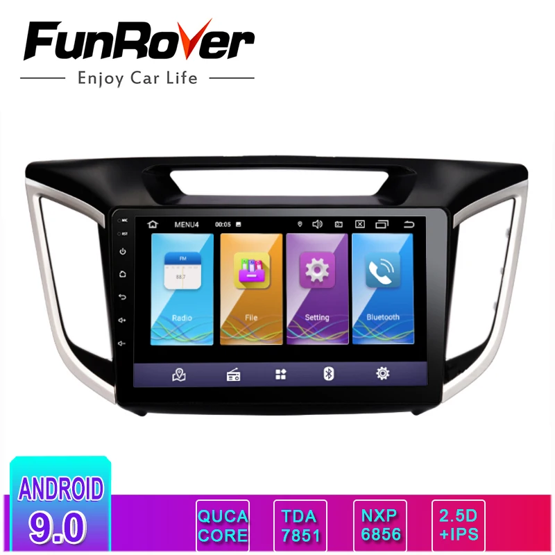 

Funrover android 9.0 2.5D+IPS car dvd radio multimedia Player 10 headunit for HYUNDAI IX25 CRETA 2014 2015 2016 video navigation
