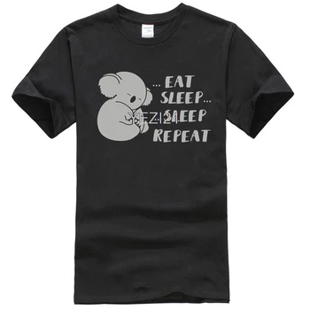 

Eat Sleep Repeat Cute Sleeping Koala T Shirt Summer New Brand Shirts Men Hip Hop T-shirt Casual Fitness