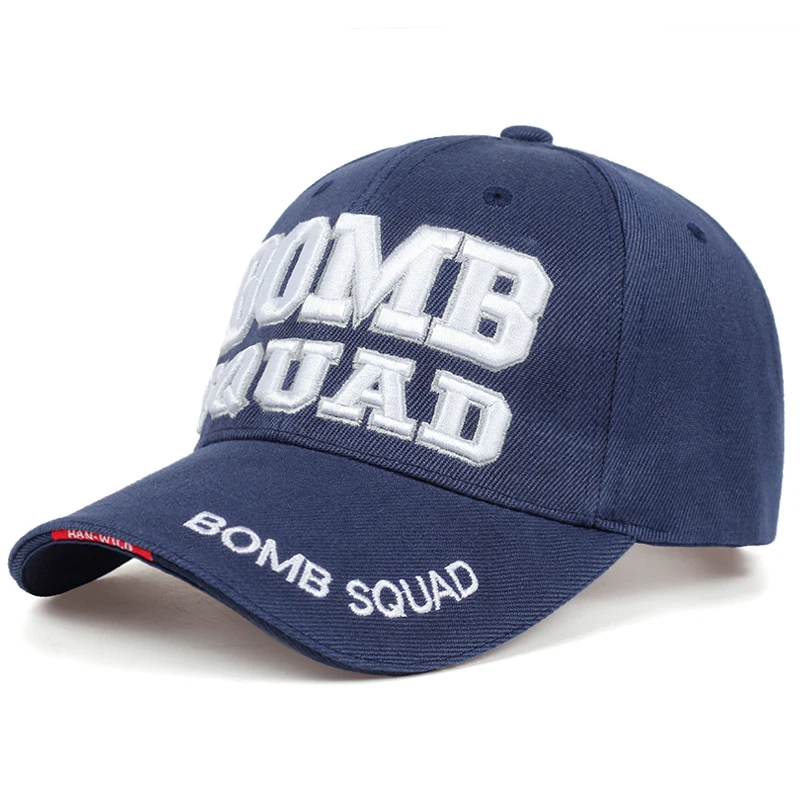 Новая бейсбольная кепка с вышитыми буквами BOMB SQUAD, модные кепки в стиле хип-хоп с 3D вышивкой, мужские спортивные кепки из хлопка, регулируемая солнцезащитная Кепка