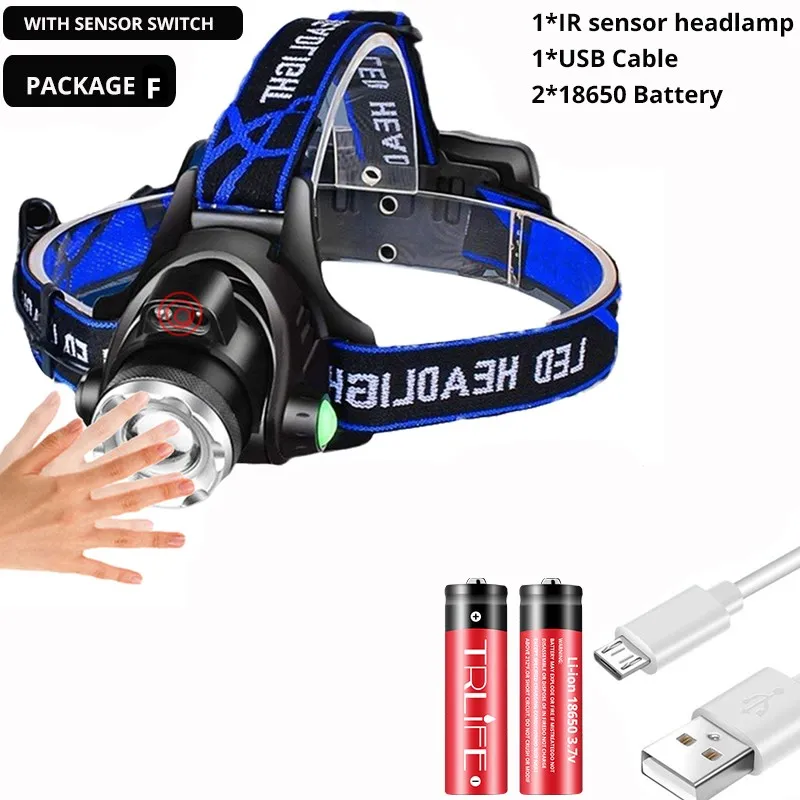 K8 Светодиодный налобный фонарь для кемпинга T6/L2/V6, 3 режима, масштабируемая лампа, водонепроницаемый налобный фонарь, фонарь, налобный фонарь, 18650 для рыбалки - Испускаемый цвет: K8
