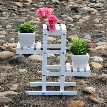 

23x7x21cm White Wooden Plant Flower Pot Shelf Stand Holder Garden Balcony Display Rack Wrought Multi-layer Interior Decoration