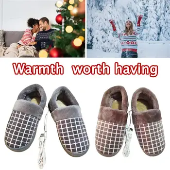 

Heating Slippers Shoes Cotton USB Rechageable Warm Shoes Comfortable Plush Slippers for Cold Winter