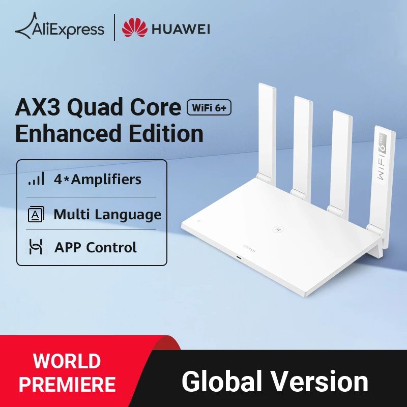  Глобальная премиум-версия, четырехъядерный роутер Wi-Fi Huawei AX3, 4 * усилителя, Wi-Fi 6 +, 3000 Мбит/с, VPN 2,4 ГГц и 5 ГГц, сетчатый ретранслятор 