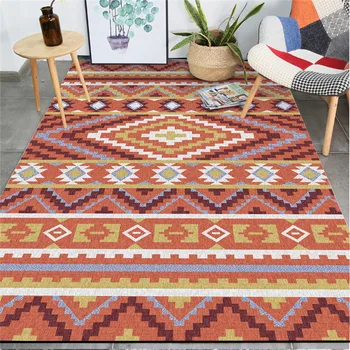 

Indian Red Carpet Morocco Geometric Ethnic-Style Carpet Bedroom Living Room Bed Blanket Kitchen Bathroom Floor Mat