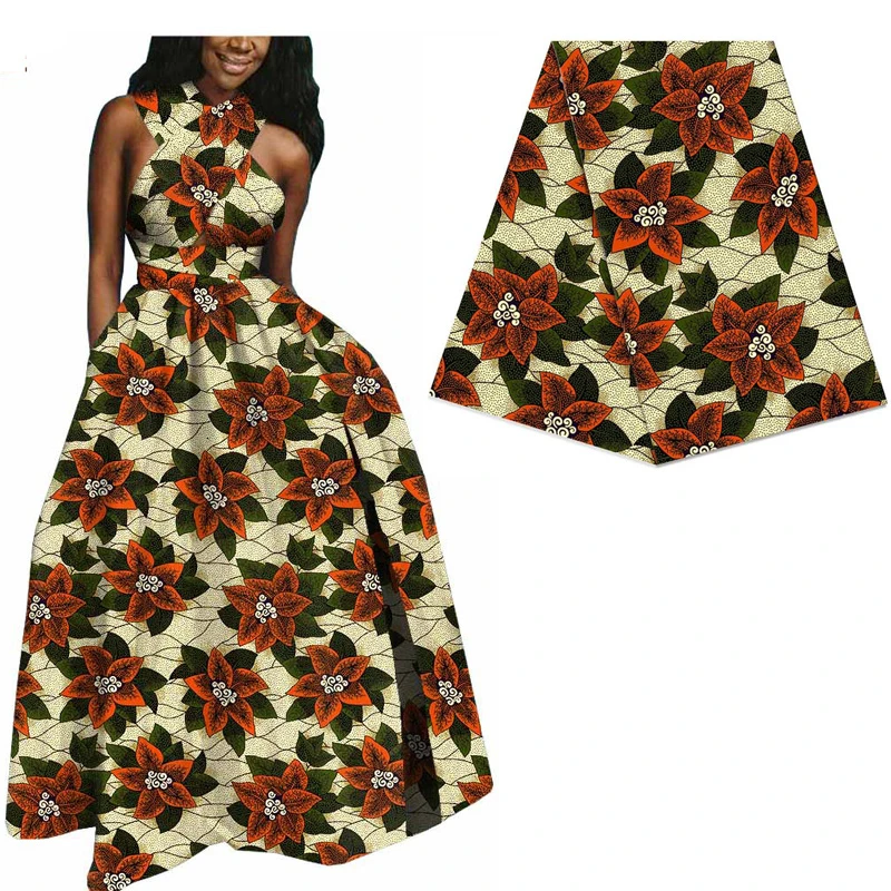 Цветочная печатная африканская настоящая вощеная ткань Анкара для женского платья 6 ярдов швейная батик ткань нигерийская настоящая голландская восковая ткань