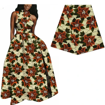 

Floral Printed African Ankara Real Wax Fabric For Women Dress 100% cotton wax Fabric Nigerian Real Wax print Fabric