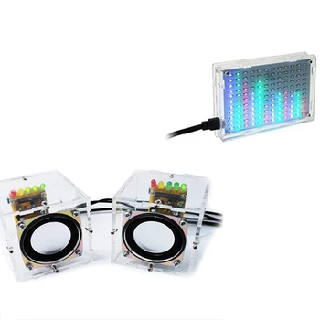 

Transparent Stereo Speaker Box DIY Kit Sound Amplifier with LED Colorful Music Spectrum