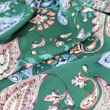100*150 см темно-зеленый мягкий полиэстер материал креп Шармез винтажная Пейсли ткань Атлас