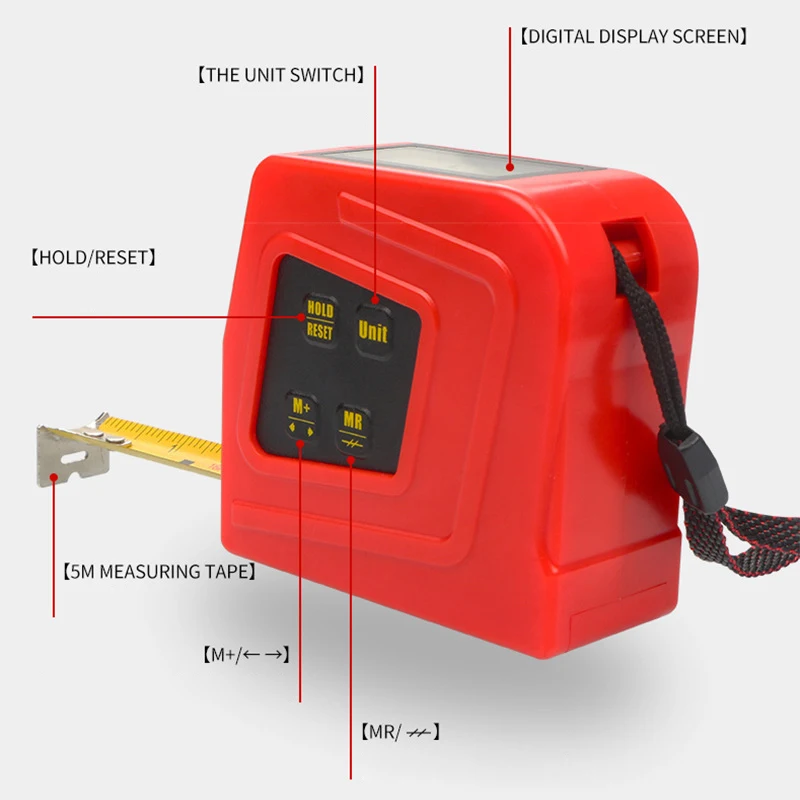 Цифровой дисплей измерительная лента 5 м электронный измерительный инструмент метрический имперский с крюком TP899