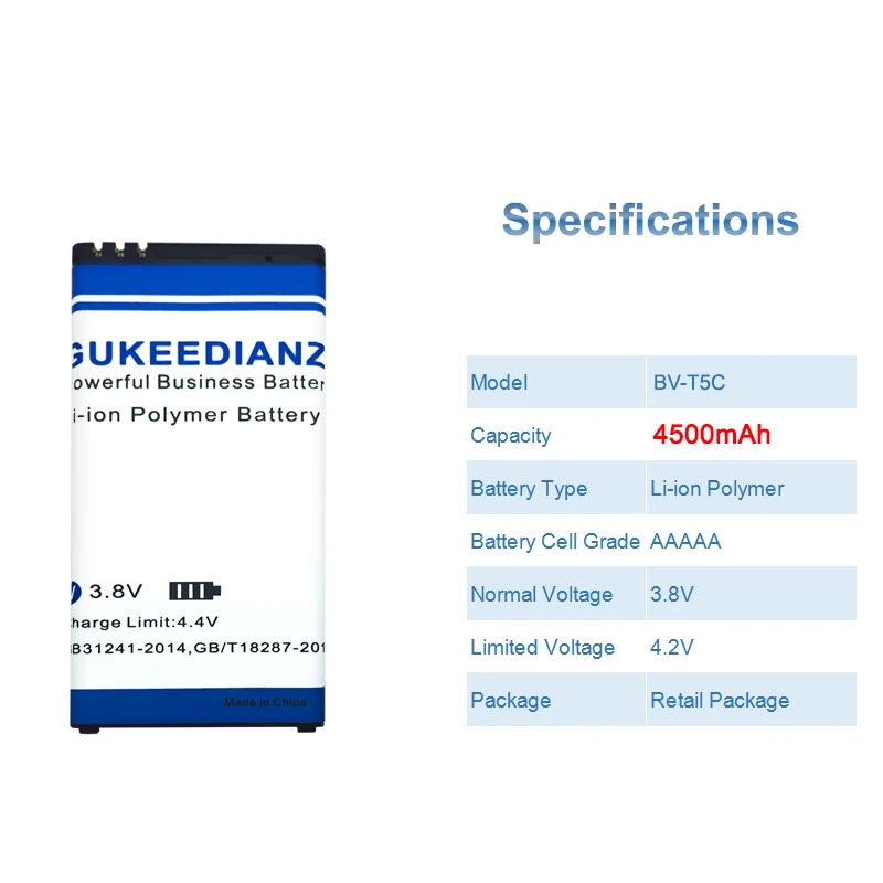 GUKEEDIANZI мобильного телефона Батарея BV-T5C для microsoft Nokia Lumia 640 RM-1109 RM-1113 RM-1072 RM-1073 RM-1077 RM 4500 ма-ч