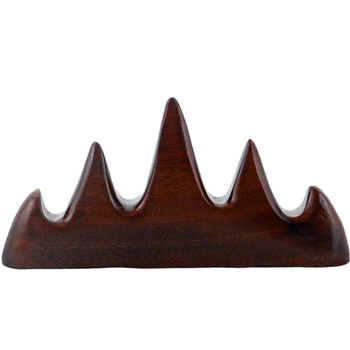 

4 Slots Gifts Home Office Mountain Shaped Stationery Tools Durable School Writing Brush Holder Solid Wood Tabletop Ornament