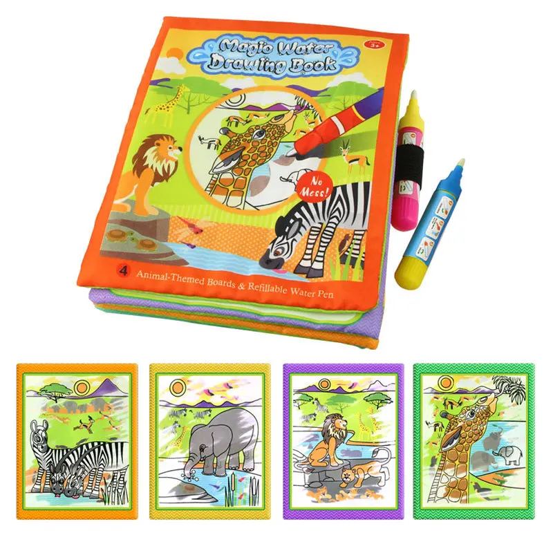 Sihirli su çizim kitapları boyama kitapları Doodle ve sihirli kalem boyama çizim kurulu çocuk DIY boyama oyuncaklar doğum günü hediyeleri