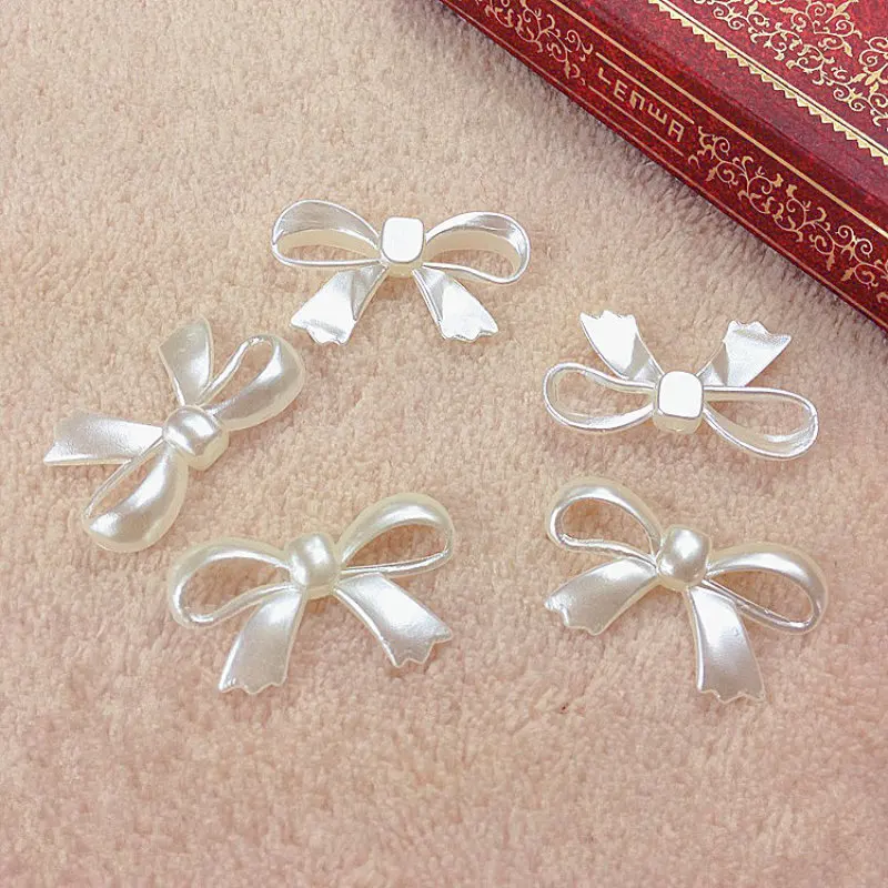 27*17mm 200pcs Ivory Color Imitation ABS Bowknot shape pearl For Scrapbook Jewelry Accessories DIY Handwork sewing Beads