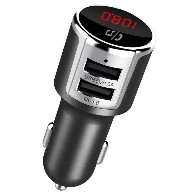 YASOKRO fm-модулятор передатчик громкой связи bluetooth автомобильный комплект быстрая зарядка двойной USB QC3.0 автомобильное зарядное устройство MP3-плеер Автомобильное зарядное устройство для телефона - Название цвета: Черный