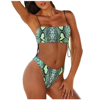 

Hot Sales Ladies Bathing Suits High Quality Women Snake Pattern Leopard Printed Push-Up Ladies Summer Underwear Panties Set