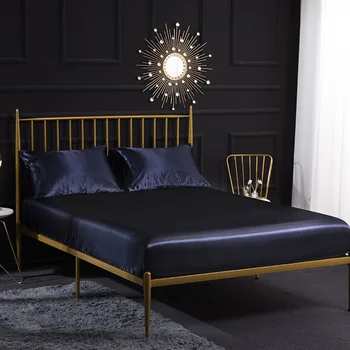 

4pcs Home Fitted Cover Comfortable Wrinkle Free Easy Clean With Pillowcase Hotel Polyester Silky Smooth Bedding Satin Sheets Set