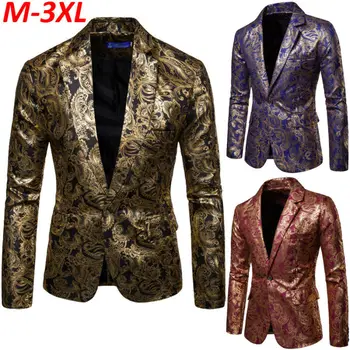 

Singers Performer Shiny Gold Sequin Glitter Embellished Blazers Men Nightclub Prom Suit Blazer Men Costume Homme Stage Clothes