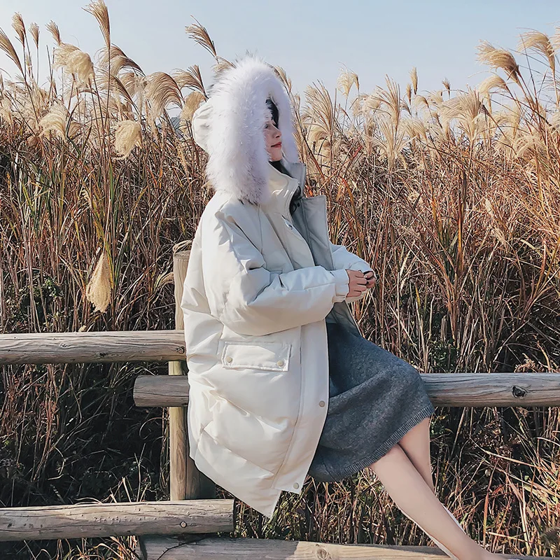 Large Cargo Have Been out, Long over-the-Knee Large Fur Collar Cotton Coat, Quality Good 8306-819