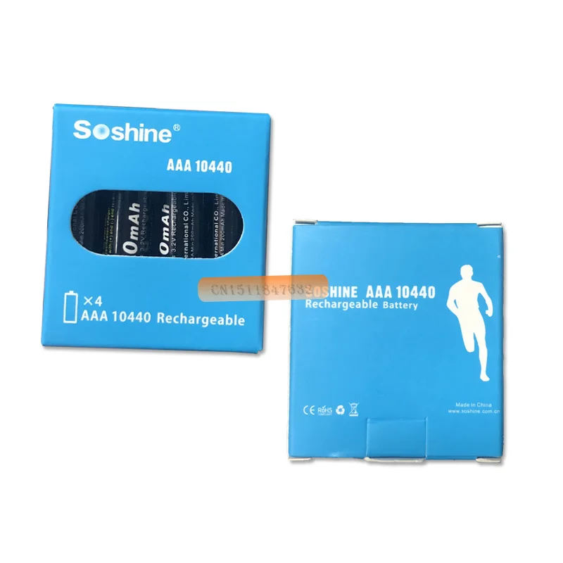 Аккумуляторная батарея Soshine 10440 4 шт./лот 3 2 в 280 мА · ч LiFePO4 аккумуляторная AAA с