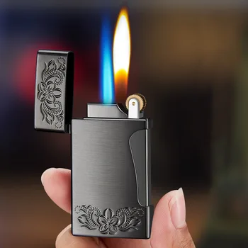 

Torch Lighter Turbo Lighters Metal Grinding Wheel Gas Lighter Electronic Jet Blue Flame Cigarettes Accessories Smoking