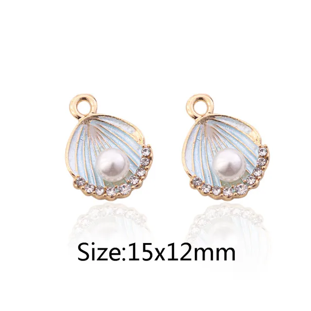 10pcs/lot Alloy Ocean Starfish Enamel Charms for jewelry Making Bracelet DIY Necklace Jewelry Accessories DIY Craft Shell Conch light blue